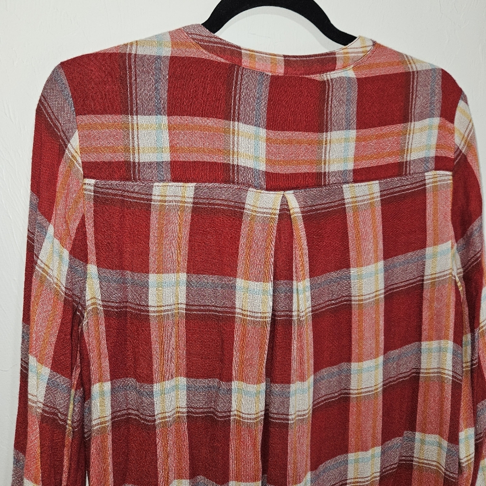 Anthropologie Akemi + Kin Tunic Red Plaid Womens Size Medium Rayon & Wool - Picture 8 of 12